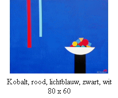 Kobalt, rood, lichtblauw, zwart, wit